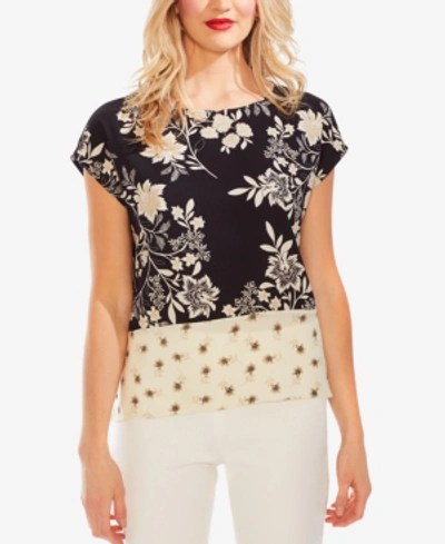 Shop Vince Camuto Mixed Floral Print Top In Rich Black