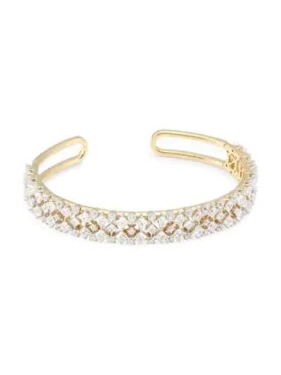 Shop Adriana Orsini Verbena 18k Yellow Gold, Rhodium-plated & Crystal Thin Flexible Cuff Bracelet