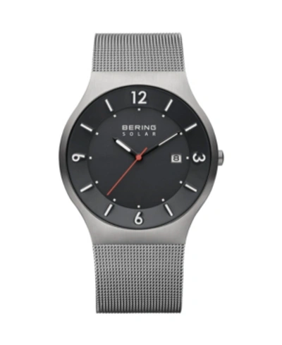Shop Bering Men's Slim Solar Stainless Case And Mesh Watch In Grey
