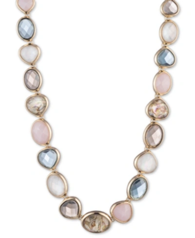 Shop Anne Klein Gold-tone Stone Collar Necklace, 16" + 3" Extender In Multi