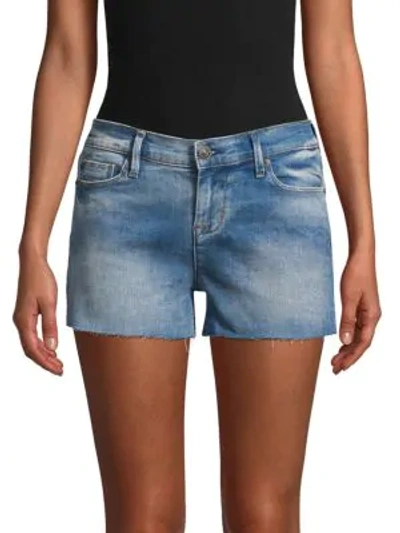 Shop Hudson Raw Edge Jean Shorts In Cool Blue