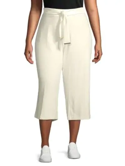 Shop Calvin Klein Plus Front-tie Culottes In Soft White