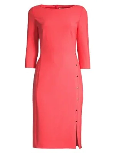 Shop Hugo Boss Dikena Ponte Sheath Dress In Camilla Pink