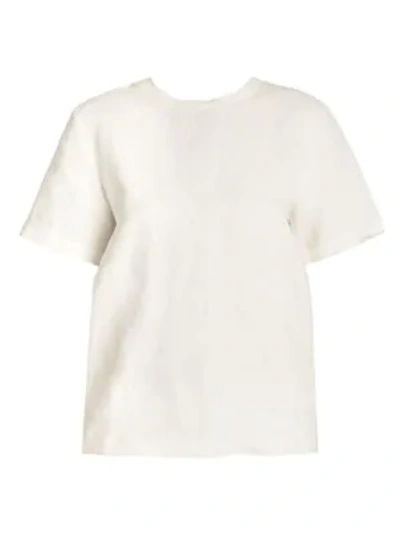 Shop Bottega Veneta Women's Linen Short-sleeve Tee In Ivory
