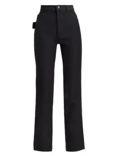 Shop Bottega Veneta Women's Compact High-waist Trousers In Black