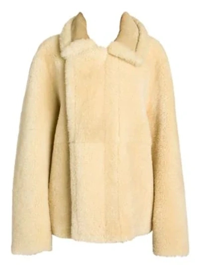 Shop Bottega Veneta Reversible Shearling Jacket In Ecru