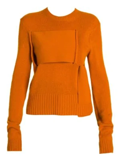 Shop Bottega Veneta Cashmere Blend Interwoven Sweater In Orange
