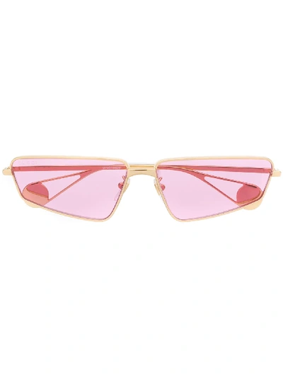 GUCCI EYEWEAR 长方形镜框太阳眼镜 - 粉色