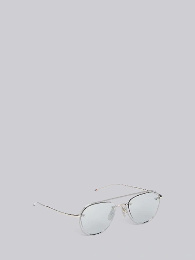 Shop Thom Browne Eyewear Aviator Sunglasses In Silver