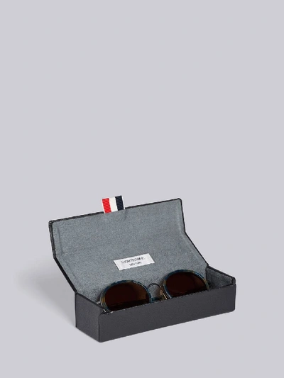 Shop Thom Browne Eyewear Tb813 - Tortoise Round Sunglasses In Blue