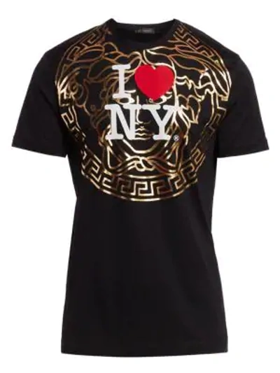 Shop Versace I Love Ny Runway Graphic Tee In Black