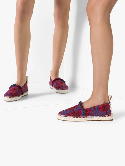 Shop Chloé Red And Blue Woody Patterned Espadrilles