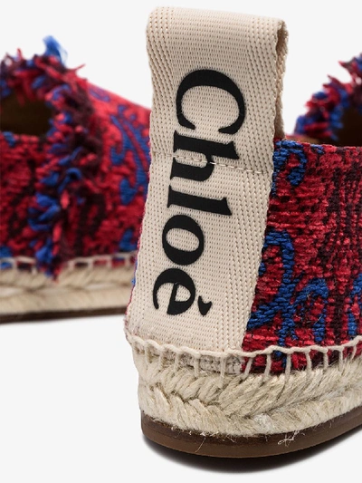 Shop Chloé Red And Blue Woody Patterned Espadrilles