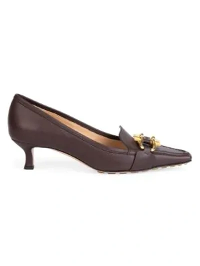 Shop Bottega Veneta Women's Madame Leather Loafers In Oxblood