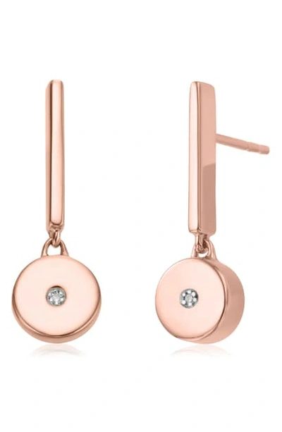 Shop Monica Vinader Linear Solo Diamond Drop Earrings In Rose Gold