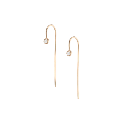 Shop Aurate Long Midi Diamond Hook Earrings In Gold