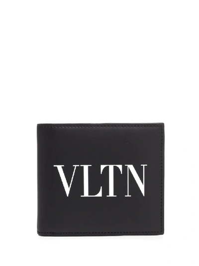 Shop Valentino Garavani Vltn Leather Wallet In Black