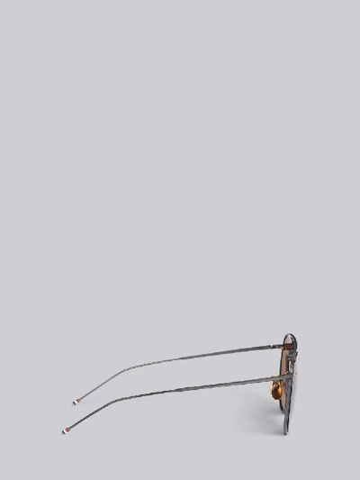 Shop Thom Browne Navy And Black Aviator Sunglasses