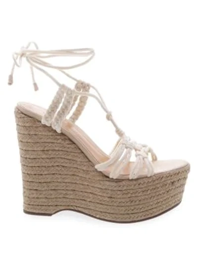 Shop Schutz Macris Raffia Platform Wedge Sandals In Beige