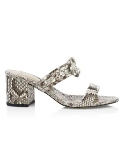 Shop Alexandre Birman Vicky Knotted Python Mules In Natural