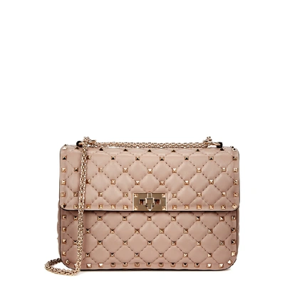 Shop Valentino Garavani Rockstud Spike Medium Leather Shoulder Bag In Nude