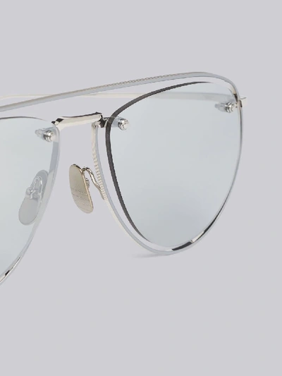 Shop Thom Browne Eyewear Tb113 - Silver Aviator Sunglasses