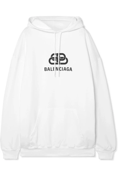 Shop Balenciaga Oversized Cotton-jersey Hoodie In White