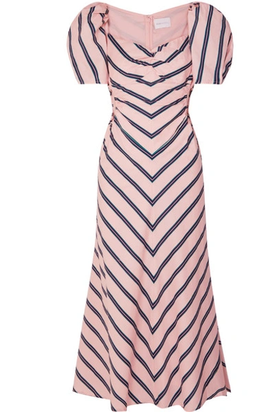 Shop Alice Mccall At Last Cutout Striped Cotton-poplin Midi Dress In Pink