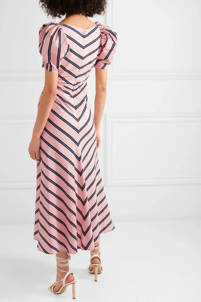 Shop Alice Mccall At Last Cutout Striped Cotton-poplin Midi Dress In Pink