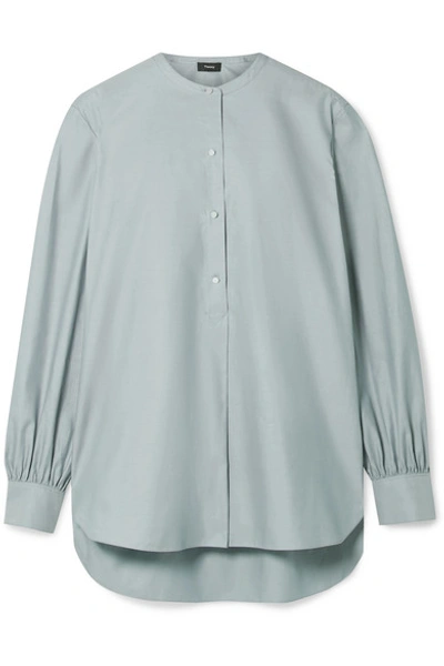 Shop Theory Cotton-twill Shirt In Gray Green
