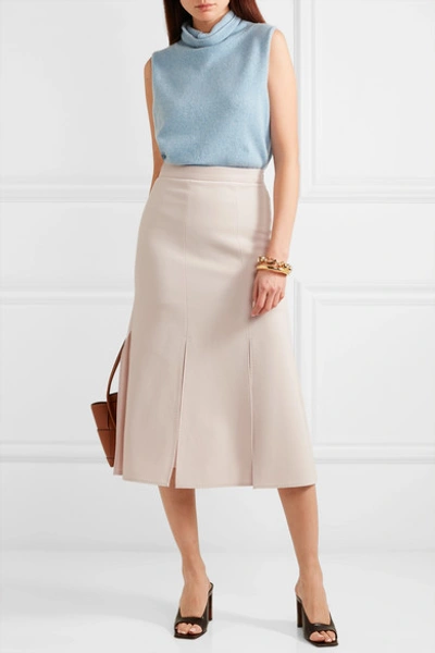 Shop Max Mara Wool-blend Crepe Skirt In Beige