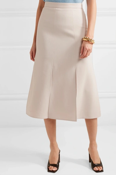 Shop Max Mara Wool-blend Crepe Skirt In Beige