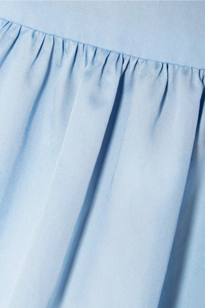 Shop Tibi Two-tone Coated Cotton-poplin Halterneck Midi Dress In Midnight Blue