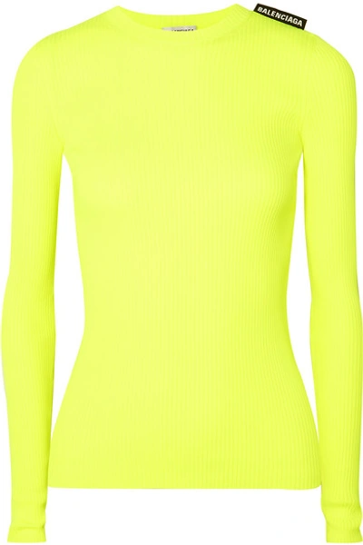 Shop Balenciaga Neon Ribbed-knit Top In Yellow