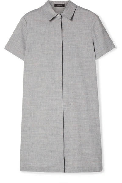 Shop Theory Organic Linen-blend Mini Dress In Light Blue
