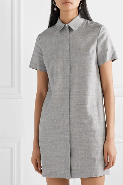Shop Theory Organic Linen-blend Mini Dress In Light Blue