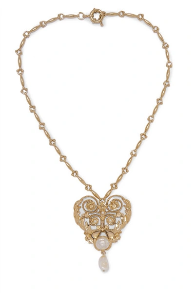 Shop Etro Gold-tone, Crystal And Faux Pearl Necklace