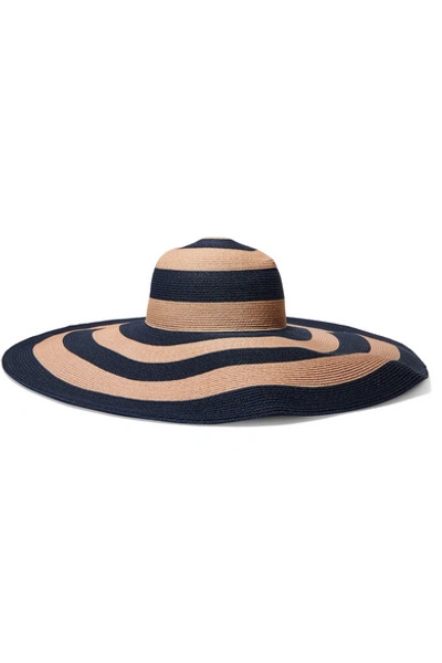 Shop Eugenia Kim Sunny Striped Paper-blend Sunhat In Navy