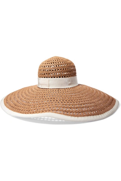 Shop Eugenia Kim Sunny Grosgrain-trimmed Woven Faux Raffia Sunhat In Sand