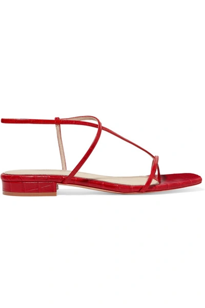 Shop Studio Amelia 1.2 Croc-effect Leather Sandals In Red