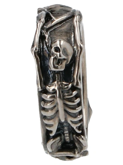 Shop Alexander Mcqueen Dancing Skeleton Ring In Silver