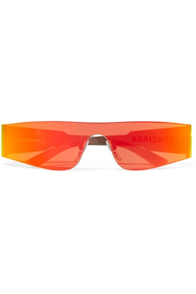 Shop Balenciaga Square-frame Acetate Mirrored Sunglasses In Orange