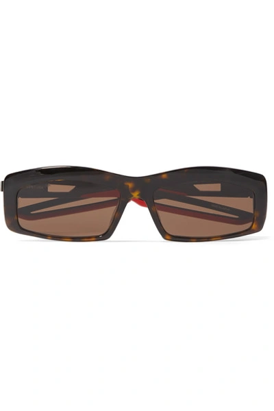 Shop Balenciaga Hybrid Square-frame Tortoiseshell Acetate Sunglasses
