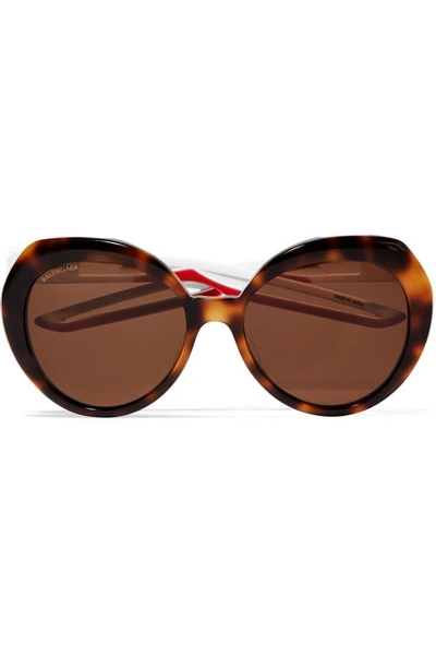 Shop Balenciaga Round-frame Tortoiseshell Acetate Sunglasses