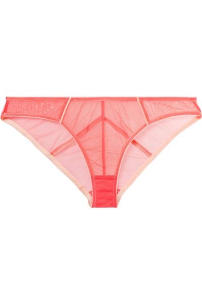 Shop Adina Reay Lizzie Satin-trimmed Stretch-tulle Briefs In Pink