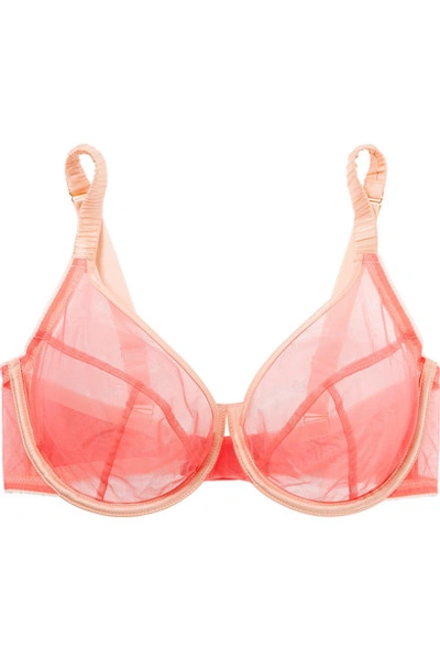 Shop Adina Reay Lizzie Satin-trimmed Stretch-tulle Underwired Bra In Pink