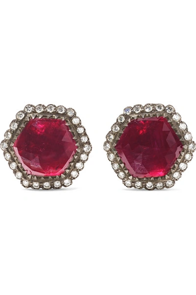 Shop Amrapali 18-karat Gold, Ruby And Diamond Earrings