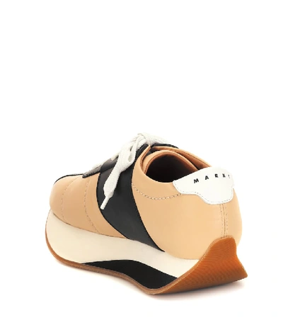 Shop Marni Big Foot Leather Sneakers In Beige