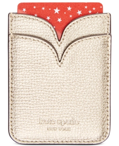 Shop Kate Spade New York Sylvia Leather Double Sticker Phone Pocket In Pale Gold