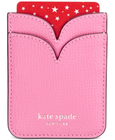 Shop Kate Spade New York Sylvia Leather Double Sticker Phone Pocket In Hibiscus Tea